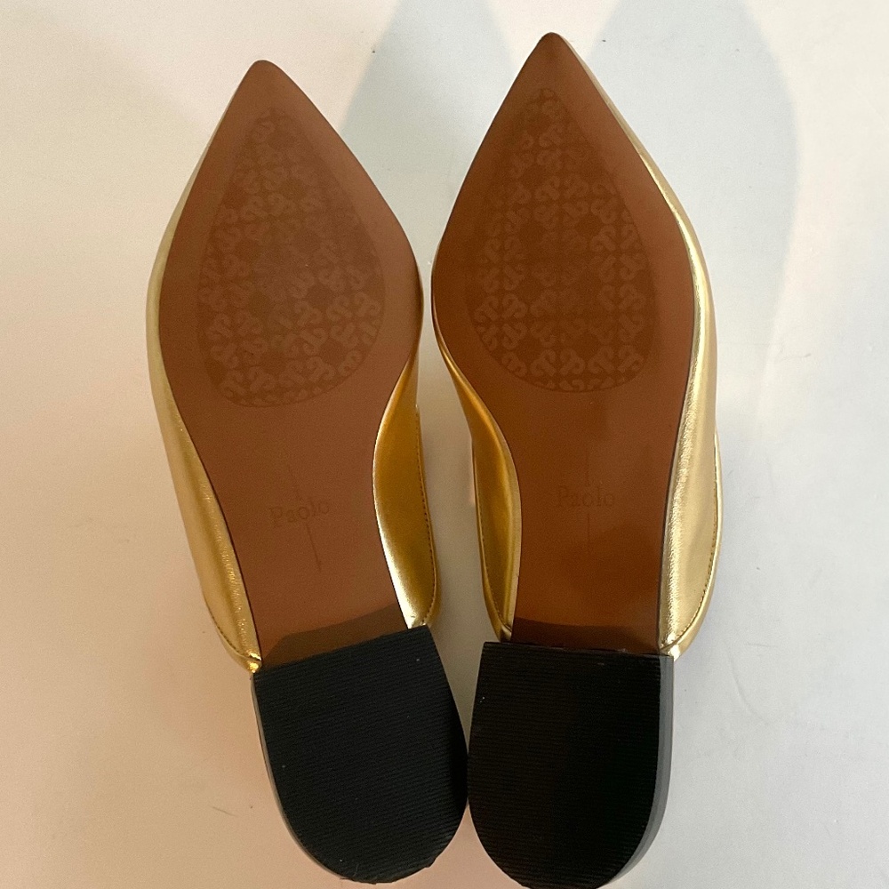 LINEA  PAOLO  Mule 3-D Flower Gold Size 7 - Picture 7 of 9